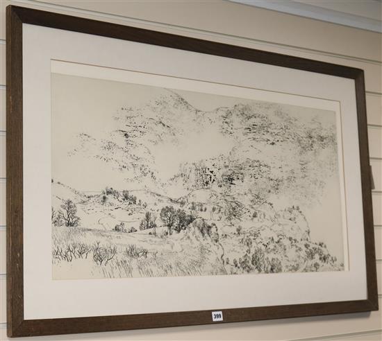 Peter Winslow Milton (American b. 1930), Breughelscape #2, limited edition etching, 45cm x 89.5cm